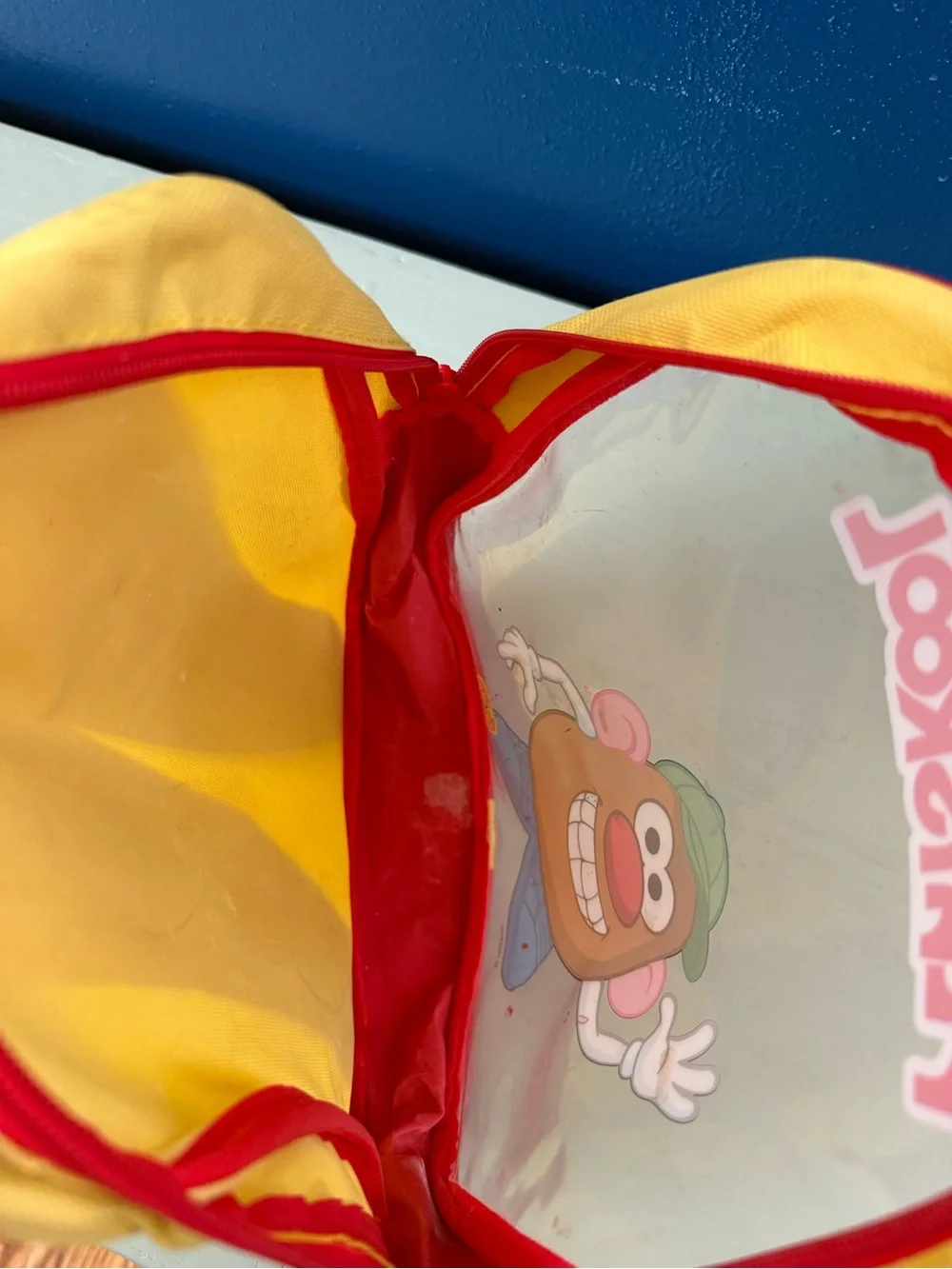 Vintage Playskool Mr. Potato Head Children's Kids Clear Backpack Toy Story Bag